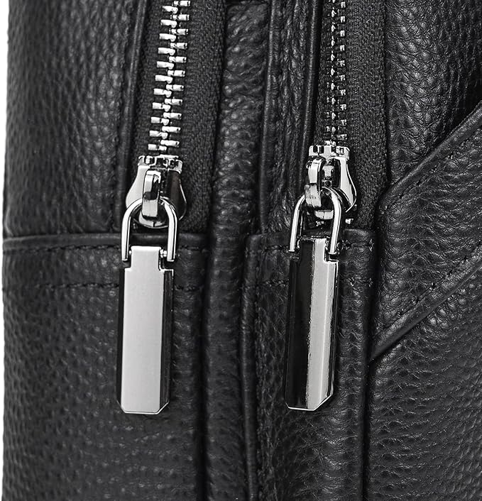 Genuine Leather Sling Bag Multi-pocket Chest Bag for Men Hiking Travel Daypack