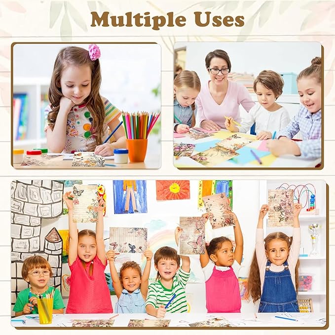 160 Pcs Stationery Paper Envelopes Set Includes 50 Lined Writing Paper & 50 Envelopes with 60 Colorful Round Dot Stickers, Cute Vintage Floral Letter Writing and Stationery Paper Envelopes(10Style)