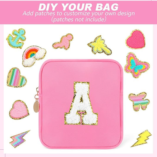 Kacctyen 12 Pcs Mini Makeup Bag Nylon Small Pouch for Purse Mini Square Nylon Pouch with Zipper Small Cosmetic Travel Makeup Bag Purse Organizer for Women(Pink Color,Regular)