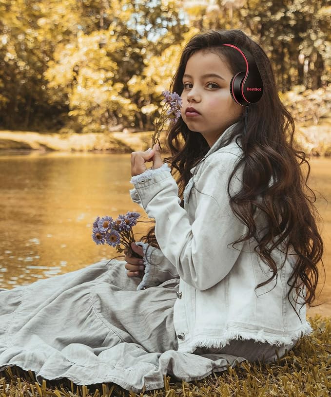 Kids Headphones Bluetooth, BT6002 Wireless Headphones for Kids Child Volume Limited 85/110dB for School Foldable Headset for 60 Hours PC/Phone/Tablets/TV (White/Blue)