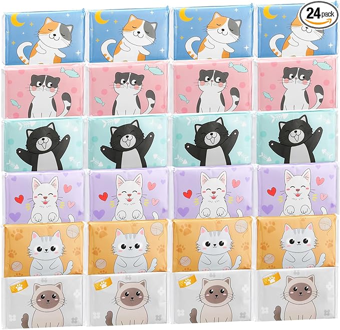 24 Packs Travel Size Tissue Pocket Slim Pack Facial 3 Ply Wallet Size Pocket Tissues for Travel Wedding Party Favors, 6 Styles(Cat)