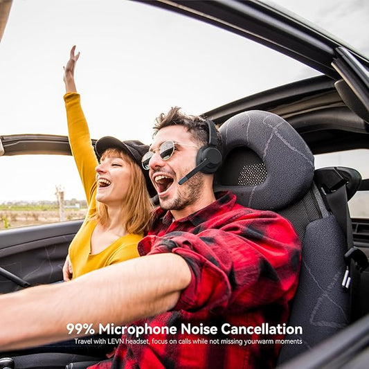 LEVN Trucker Headset, Trucker Bluetooth Headset with Noise Cancelling Microphone & Mute Button, Bluetooth Headsets V5.2 Multipoint for Work from Home/Cell Phone/Computer/Zoom/Teams/Truck Driver