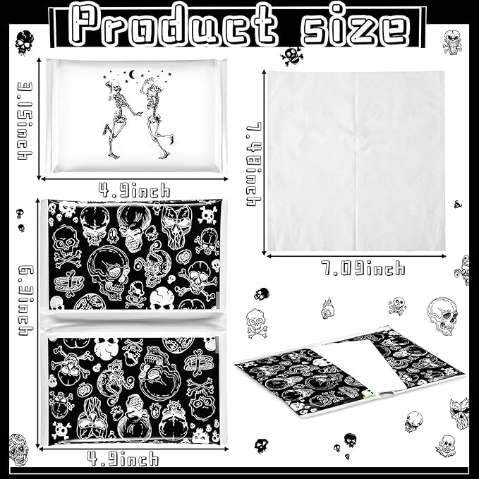 50 Pack Halloween Skull Pocket Tissues Individual Packs Gothic Skeleton Dancing Pocket Facial Bulk 3 Ply Wallet Travel Tissues for Halloween Party Supplies