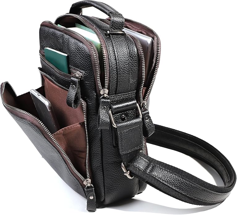 Genuine Leather Small Messenger Bag for Men Vintage Shoulder Crossbody Bags for Work Business Travel