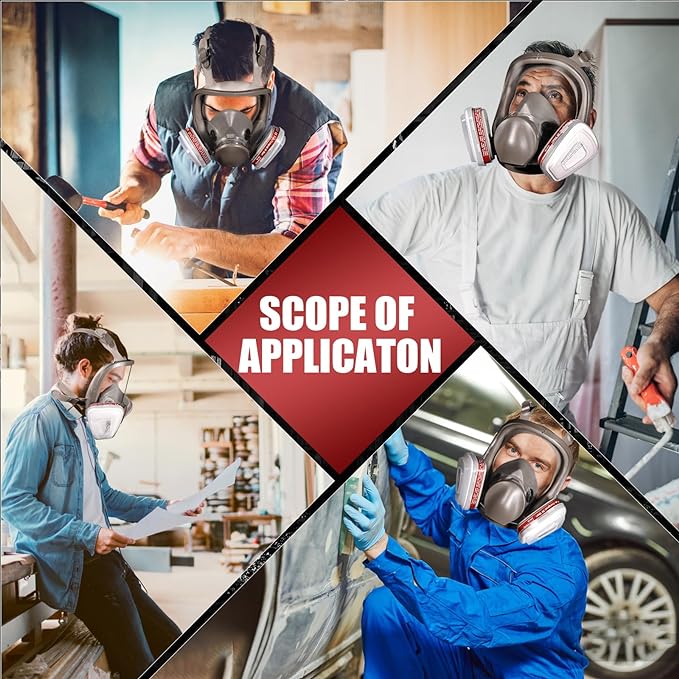Full face Respirator Mask - Gas Masks Survival Nuclear and Chemical with Activated Carbon Filter for Chemical Dust