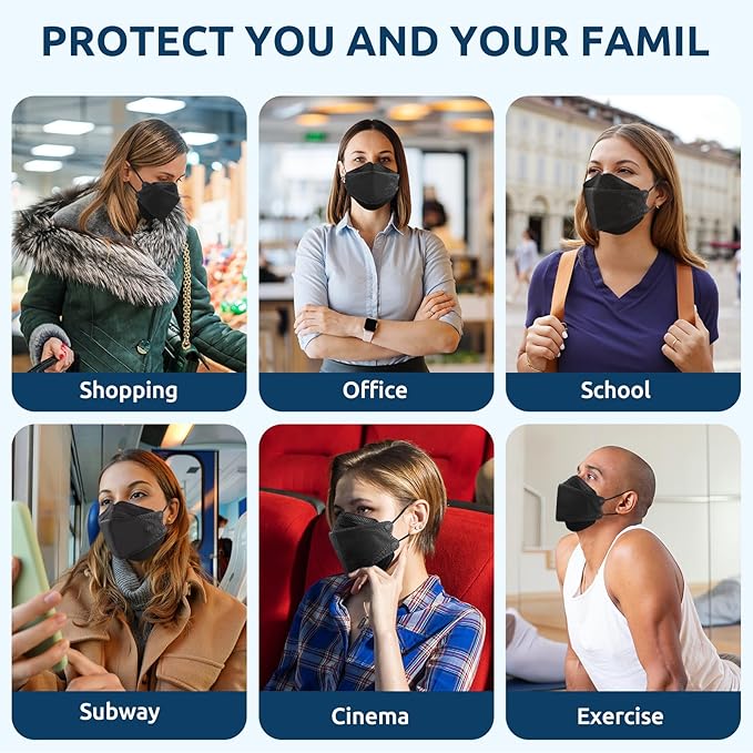 HUHETA 50 PCs KN95 Face Mask, 5-Layer Face Mask Filter Efficiency≥95%