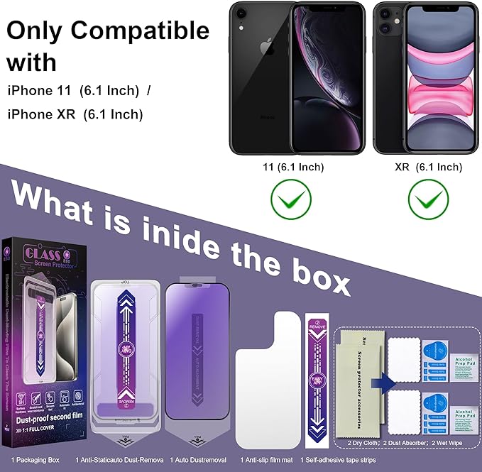 CHISHA 2-Pack Anti Blue Light Matte Screen Protector for iPhone 11 and iPhone XR 6.1-Inch, Auto Dust Removal, No Bubbles, High Definition Clear, Easy Installation