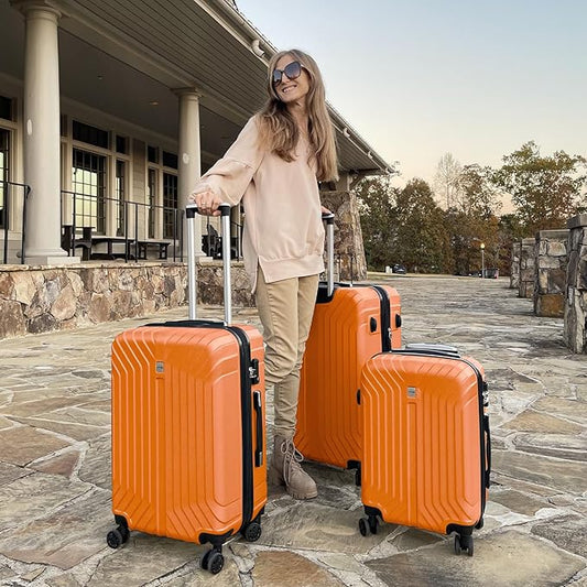 AnyZip Expandable Luggage, 28 Inch Large Hard Shell Checked Suitcase, Rolling Lightweight Travel Suitcases with Wheels TSA Lock (Orange)