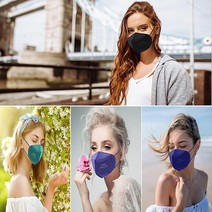 TIZZYT KN95 Face Mask | 50 Pack Disposable Face Mask | 5-Layers Comfortable Masks | KN95 Masks for Adults,Morandi Color