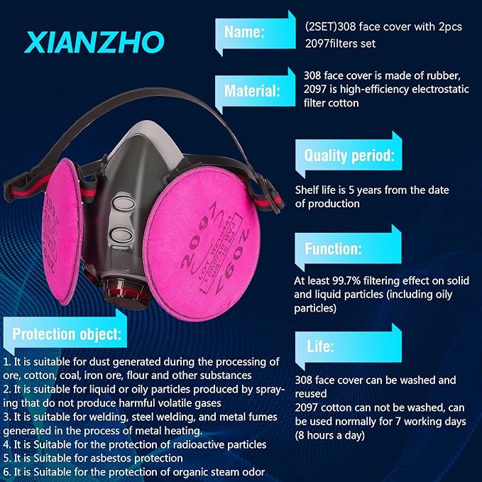 Gas Masks Survival Nuclear and Chemical, Full Face Gas Mask with Activated Carbon Filter