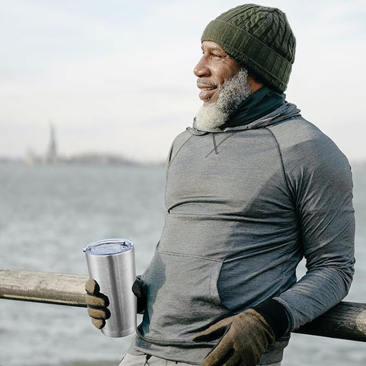 20oz Tumbler Bulk Stainless Steel Tumblers with Lid Vacuum Insulated Double Wall Travel Coffee Mug Powder Coated Tumbler Cup for Hot and Cold Drinks(Stainless Steel, 1 pack)