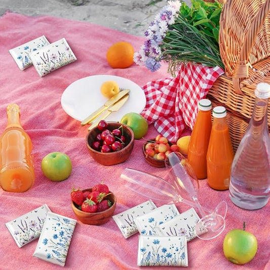 50 Pack Flower Pocket Tissues Individual Packs Floral Pocket Facial Bulk 3 Ply Wildflower Wallet Travel Tissues for Fall Wedding Party Supplies