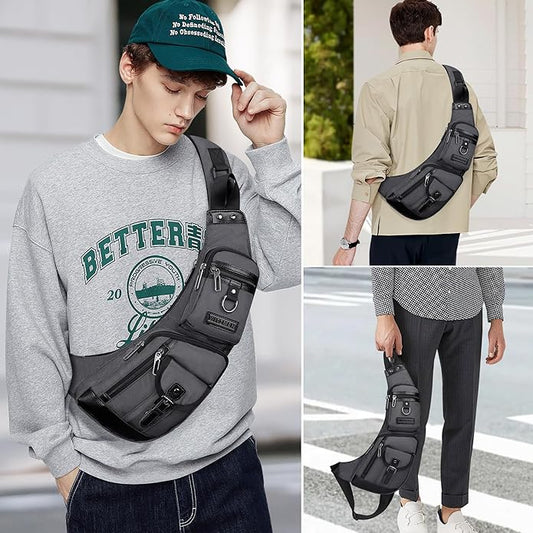 WITZMAN Sling Bag for Men Crossbody Bags Travel Slim Chest Bag One Strap Lightweight Casual Daypack