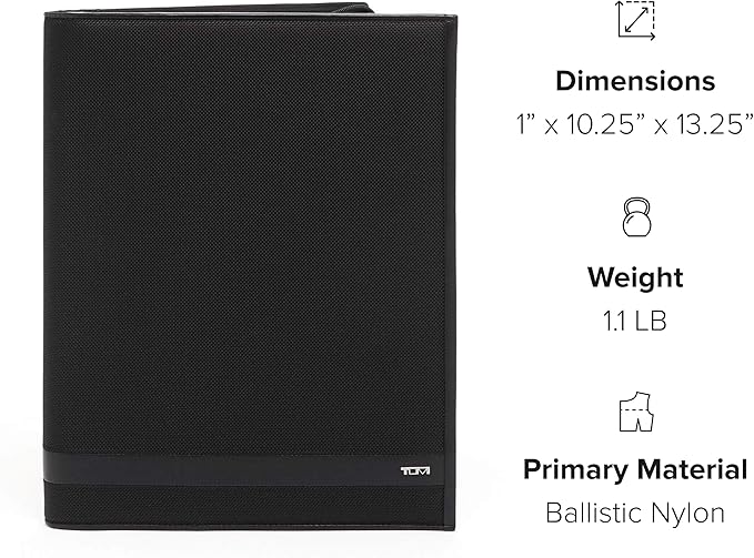 TUMI - Alpha Zip-Around Letter Pad - Ballistic Nylon Material - Durable Letter Pad Notebook Case - 13.3" X 10.3" X 1.0" - Black