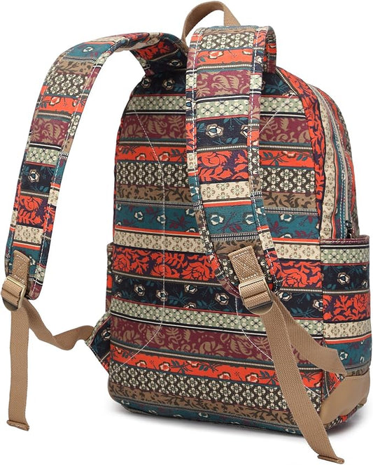Kinmac New Bohemian Laptop Backpack with Massage Cushioned Straps Travel Outdoor Backpack for Laptop Up to 15.6 Inch