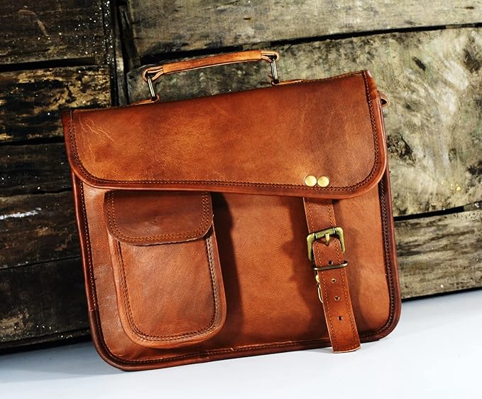 Men's Genuine Leather Small Briefcase Messenger Satchel Ipad Tab Tablet Bag 11 compatible with Apple product