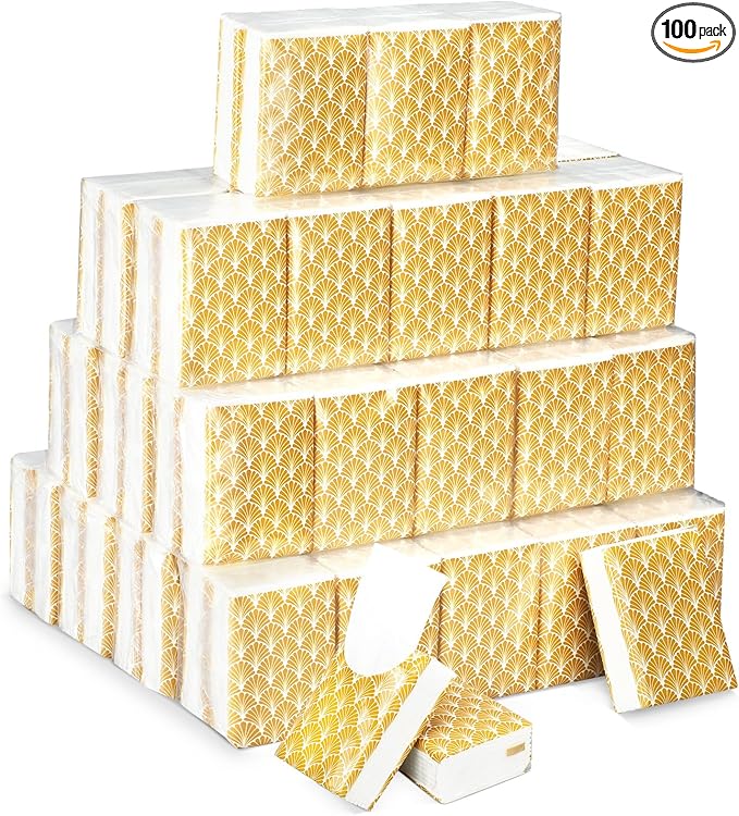 Therwen 100 Pack Pocket Tissues Travel Packs Bulk 1000 Sheet Mini Tissues Bulk 3 Ply Small Travel Size Paper Individual Pocket Size (Classic)