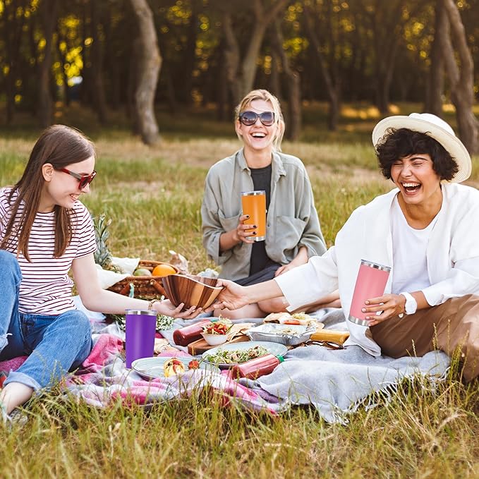 20oz Tumbler Stainless Steel Tumbler Cup with Lid Vacuum Insulated Double Wall Travel Mug, Durable Powder Coated Travel Coffee Tumbler Mug for Hot & Cold Drinks, Pink,4 Pack