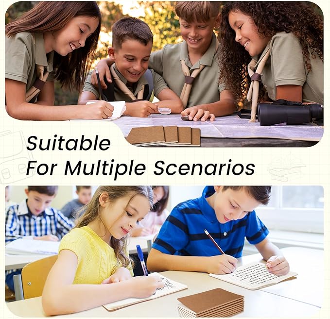 Oucaru 64PCS Mini Notebooks Bulk, 3.5" x 5.5", Brown, 60 Pages Lined Paper Small Pocket Notebook Set, Mini Journal Memo Notepads for Kids, Students, Traveler, School Office Supplies