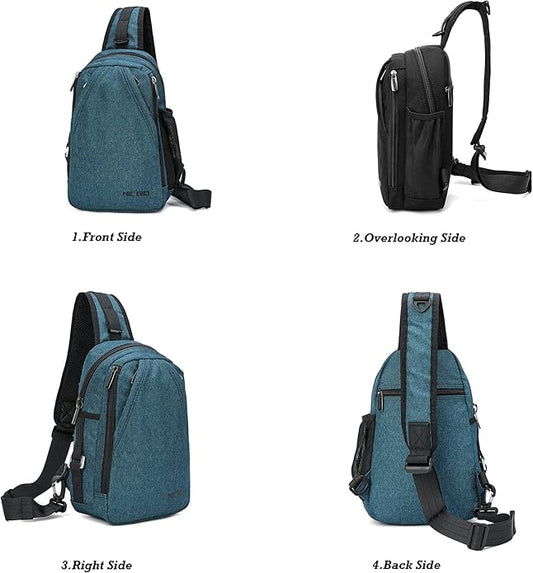 NICGID Sling Bag Chest Shoulder Backpack Crossbody Bags for Tablet Laptop Outdoor Hiking Men Women