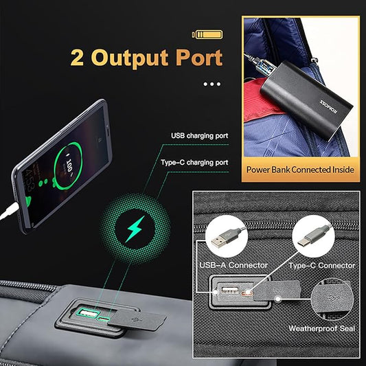 BOPai Slim Laptop Thin Business Backpack with Bottle Holder USB Charging Professional for Men Notebook Work Office Anti Theft Smart Computer 15-15.6 inch Back pack Light Black