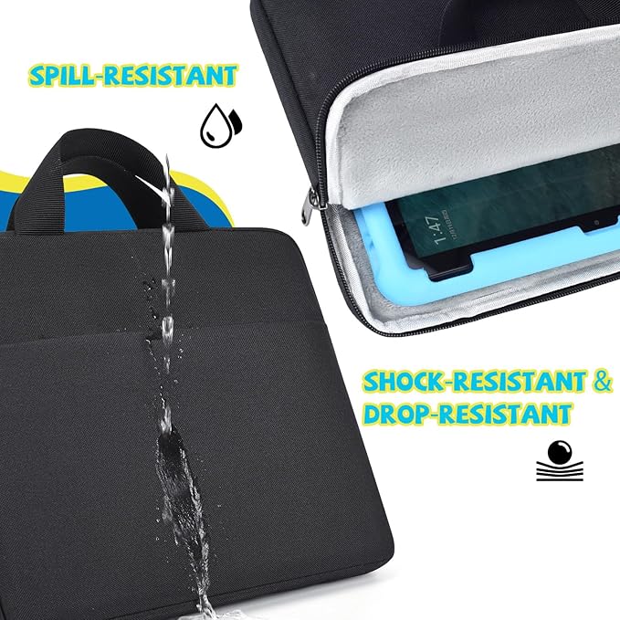 9-11 Inch Tablet Sleeve Carrying Case for New Amazon Fire Max 11/10.1" Fire HD 10 Plus Kids Pro, iPad Pro M4/Air M3 M2 11" 2025/ iPad A16 11"/Galaxy S9 S8 A9+ A8 11" 10.5" Protective Bag, Black