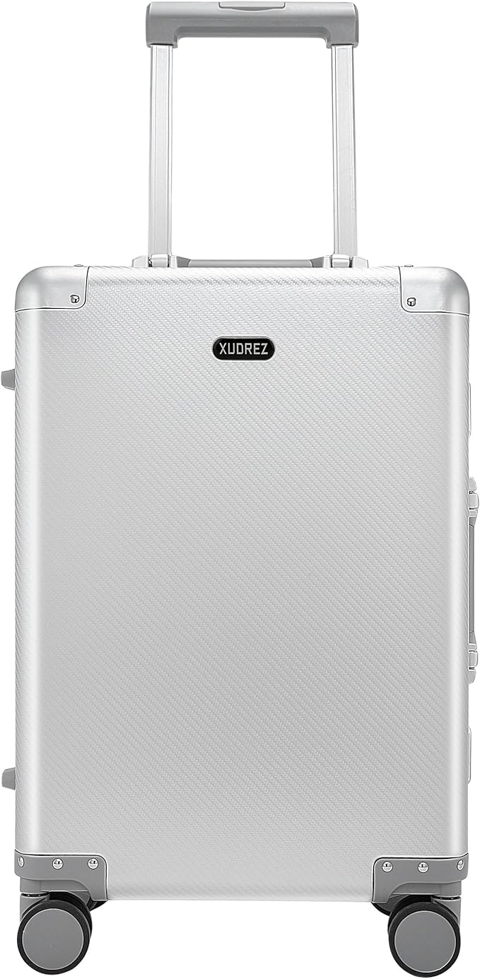 YYW Full Aluminum Carry On Luggage - Airline Approved Suitcase with TSA Lock Hardside Lightweight Suitcase and Silent Wheels Ideal for Business Travel