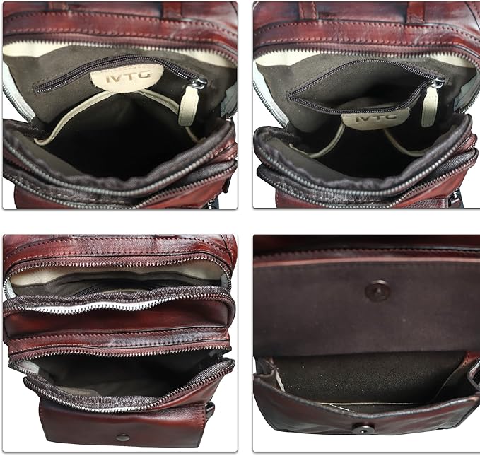 Genuine Leather Sling Bag for Men and Women Vintage Real Leather Fashion Sling Backpack Shoulder Crossbody Chest Purse