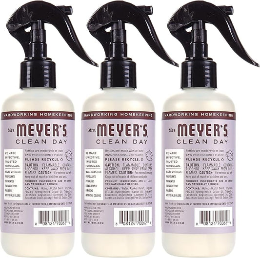 MRS. MEYER'S CLEAN DAY Lavender Air Freshener Spray for Bathrooms, Aromatherapeutic Homekeeping with Essential Oils, Non-Aerosol, Garden-Inspired Scent, 8 fl oz (Pack of 3)