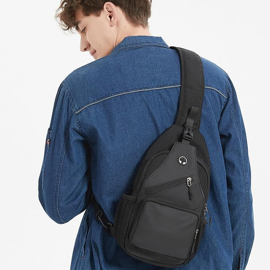 Sling Bag Cross Body Backpack Chest Bag Travel Hiking Daypack (Black Grey)