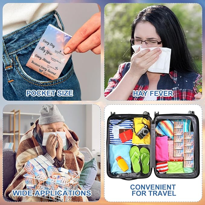 Ctosree 50 Pack Bible Verse Pocket Tissues Christian Travel Packs Bulk 500 Sheet Religious Scripture Small Individual Tissues Pocket Packs 3 Ply Mini Travel Size Religious Party Favors