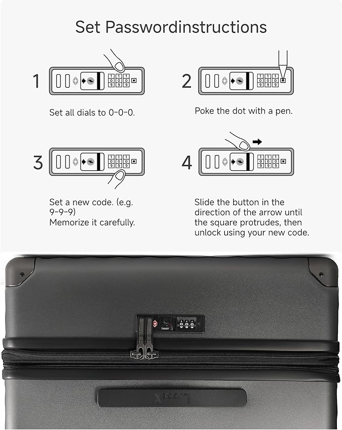 LUGGEX Luggage with Spinner Wheels, Polycarbonate Expandable Hard Shell Suitcase, 2 Piece Set, Charcoal Metallic