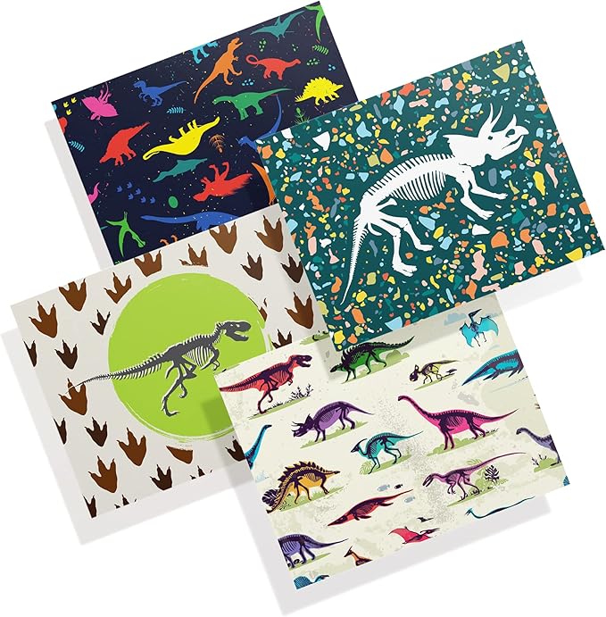 Twigs Paper - Assorted Dinosaur Greeting Cards - Stationery Cards with Envelopes - Thank You Card - Blank Note Cards - Greeting Cards for All Occasions - Made in USA (5.5 x 4.25, Set of 12)
