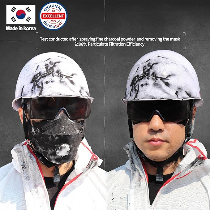 Particulate Respirator Mask with Valve, Flat Fold Design, Breathable Respirator Mask for Dust Sanding, Made in Korea
