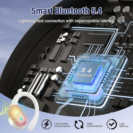 Wireless Earbuds Bluetooth 5.4 Headphones 75H Stereo Deep Bass Sports Over Ear Buds with Earhooks, LED Display Bluetooth Earbuds with 4 ENC Mic, IP7 Waterproof Earphone for Running, Pink