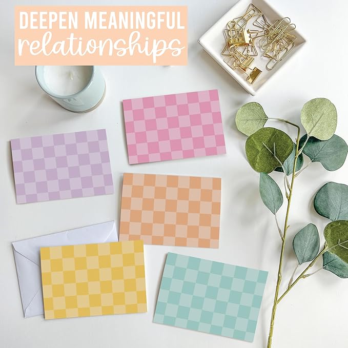 Hadley Designs Blank Cards and Envelopes 4x6-24 Blank Note Cards with Envelopes, Notecards Stationery Sets, Notecards Bulk, Stationary Sets, Note Paper Stationery, Checker Pretty Stationary