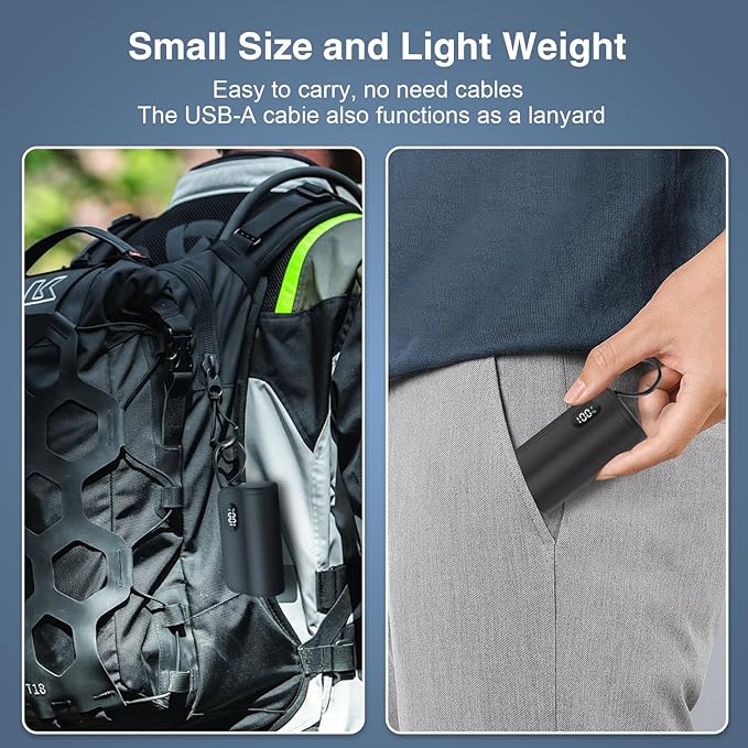 Mini Portable Charger 5000mAh Power Bank for iPhone, USB C Cell Phone Portable Power, LCD Display Battery Pack Compatible with iPhone 16/16 Pro Max/15/14/13/12/11/XR/Samsung,Android Phones etc