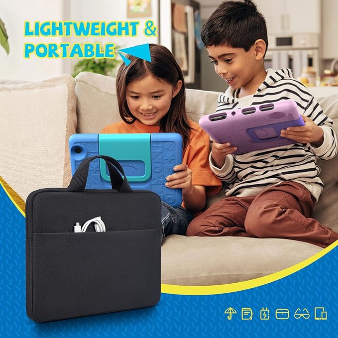 9-11 Inch Tablet Sleeve Carrying Case for New Amazon Fire Max 11/10.1" Fire HD 10 Plus Kids Pro, iPad Pro M4/Air M3 M2 11" 2025/ iPad A16 11"/Galaxy S9 S8 A9+ A8 11" 10.5" Protective Bag, Black