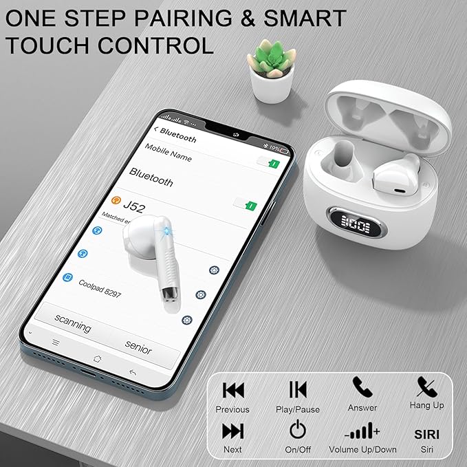 Language Translator Earbuds Real Time, AI Translation Earbuds Real Time with 164 Languages & 5 Modes, 3-in-1 Bluetooth 5.4 Translator Device, 42H Translatior Headphones Business, Learning, White