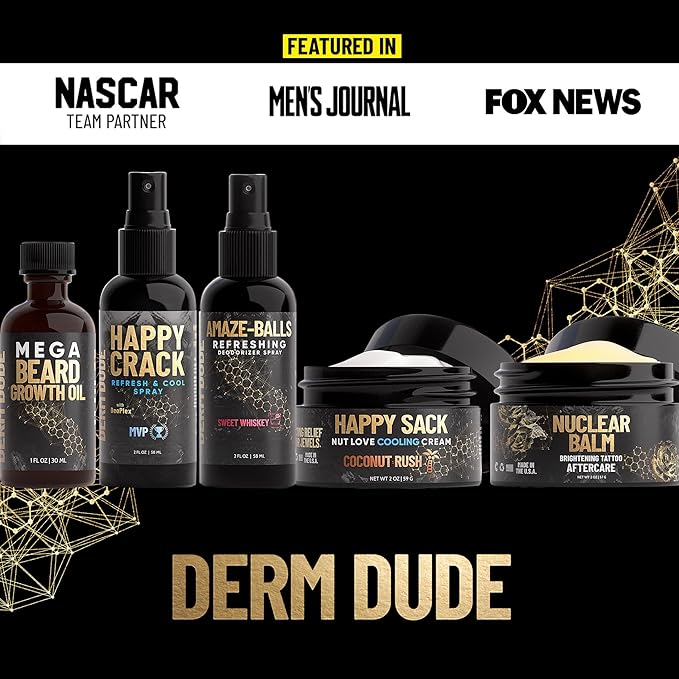 Derm Dude Happy Crack Refresh & Cool Butt Spray | MVP Scent | Deodorant & Odor Eliminator with Soothing Witch Hazel & All-Natural DeoPlex for Odor Control | 2 oz (1 Pack)