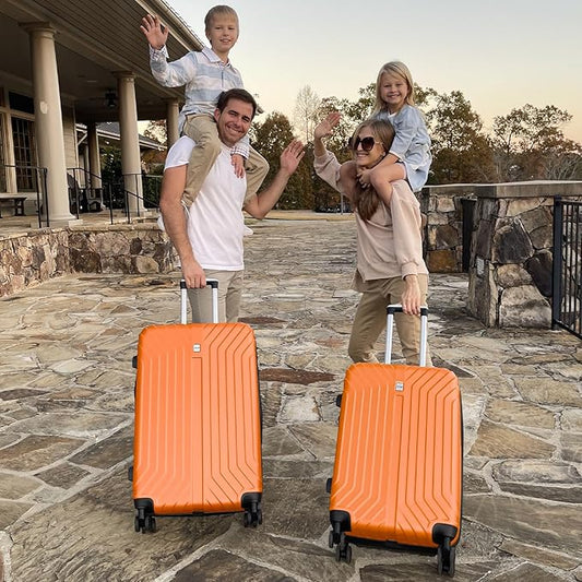 AnyZip Expandable Luggage, 24 Inch Hard Shell Checked Suitcase, Rolling Lightweight Travel Suitcases with Wheels TSA Lock (Orange)