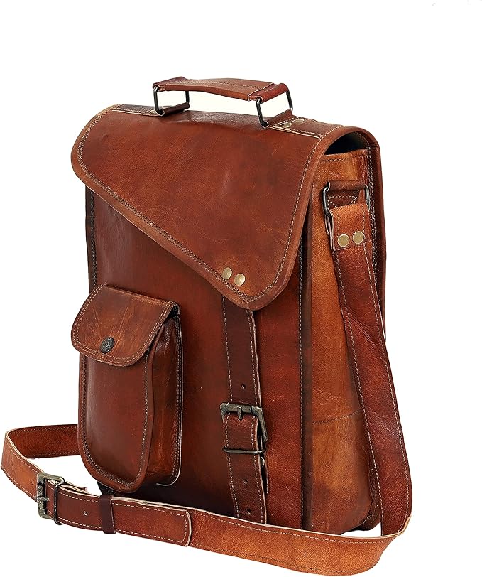 Leather Satchel Tablet Bag Laptop Case Office Briefcase Messenger Gift for Men Computer Distressed Shoulder Bag