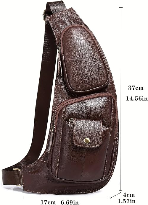 KPYWZER Vintage Leather Sling Bag Backpack for Men Crossbody Shoulder Chest DayPack Backpacks