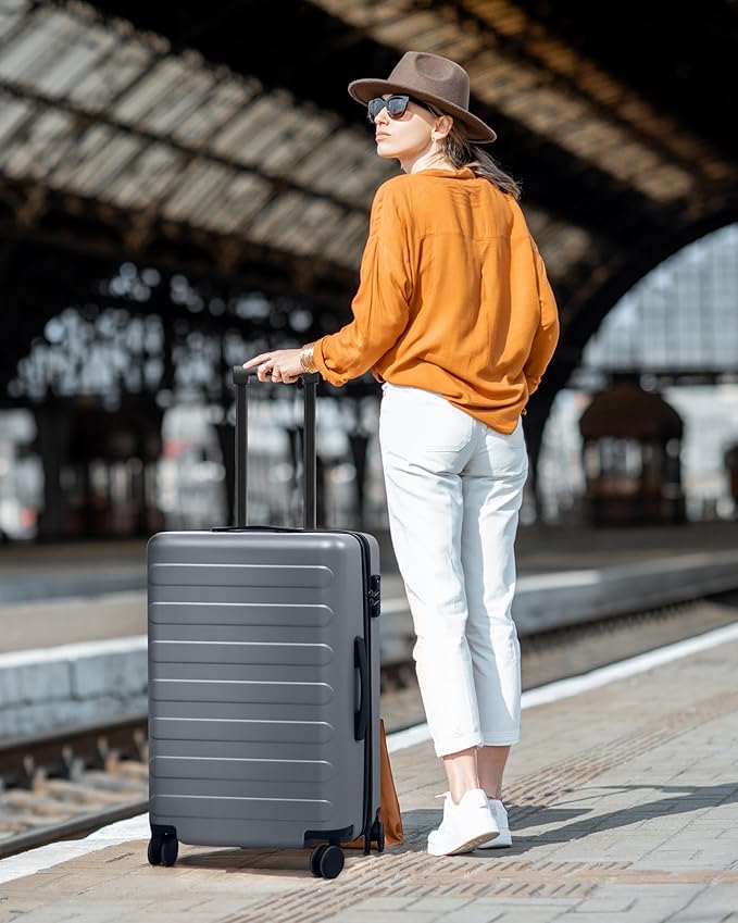 NINETYGO Large Checked Luggage 28 Inch, Checking In Luggage with Smooth Spinner Wheels, Expandable, Hard Shell PC Suitcase, Lightweight Travel Luggage, TSA Approved (Pink, Rhine Max)