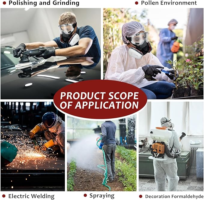 Gas Mask Survival Nuclear and Chemical, Respirator with Filters for Asbestos, Fume, Resin, Painting and Dust