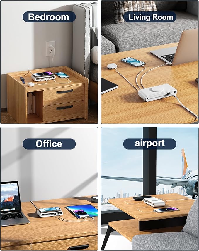 135W USB C Charging Station, 7-in-1 Magnetic Wireless USB Charger Station with PD 45 Fast Charging & 10W Wireless Charger for Phone 13 12 iPad Samsung Laptop and More