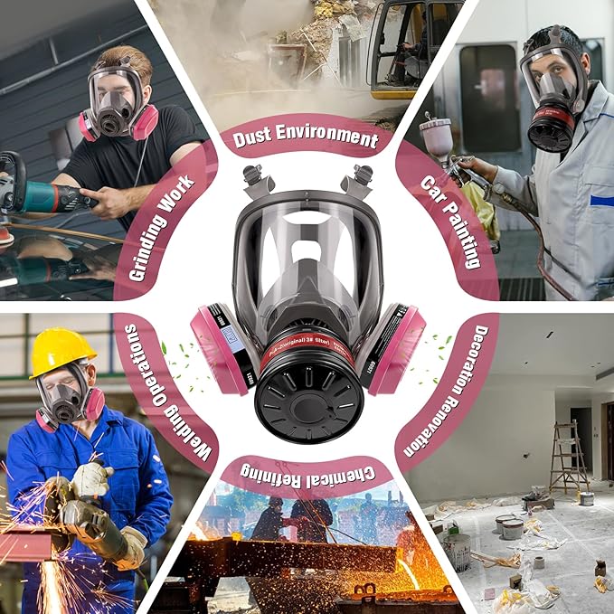 Full Face Respirator Mask - Gas Mask with Filter Cartridges for Painting, Sanding, Asbestos, Fume, Resin and Dust