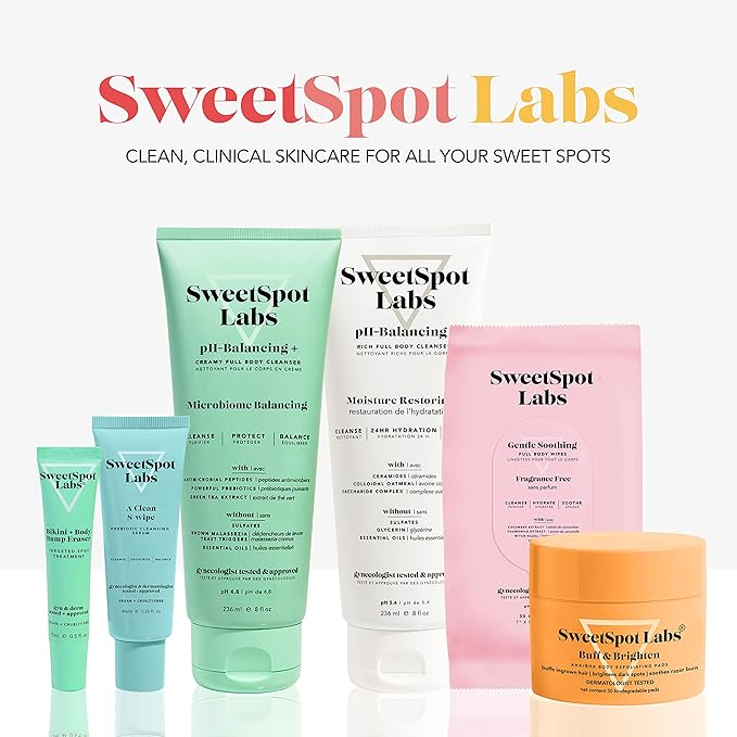 SweetSpot Labs Microbiome Balancing Feminine Wash, Clean, Gynecologist Tested & Approved, pH Balanced Body Wash, Unscented & Sulfate Free, 8 oz (Pack of 3)