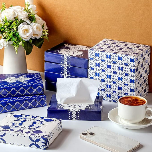 Yinder 24 Packs 960 Sheets Tissue Cube Car Facial Boxes Disposable Facial Travel Tissues Holder for Car 2 Ply 40 Sheets for Household Kitchen School Bathroom (Retro)