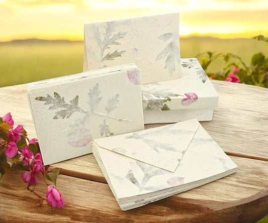 Nepali Cherish Greeting Card & Envelope Box Set with Handmade Lokta Paper from Nepal, 15 Cards (Forest Wanderer)